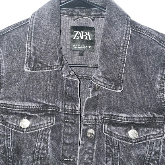 Zara Denim Jacket in washed black size S - Picture 4 of 4